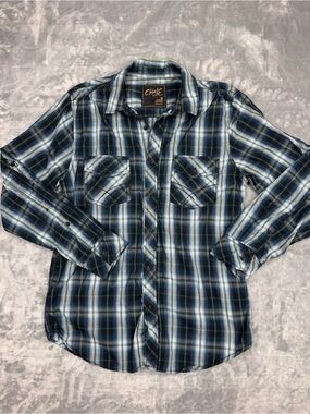 Chalc Cotton Men's Plaid Button up Long Sleeve Shirt